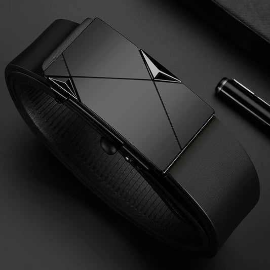 Men'S Business Belt Alloy Automatic Buckle Belt Fashion Belt Luxury Jeans Belt PU Leather High-Quality Straps